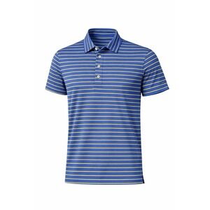 Donald Ross  Men's Polo Shirt  XL BLUE YELLOW STRIPE PERFORMANCE Fabric.